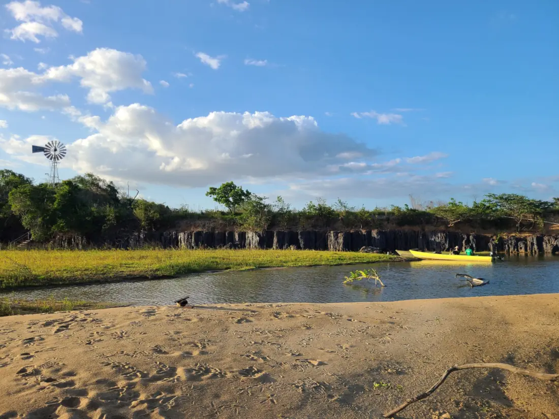 The black rocks of Karanambu on the Rupununi River
